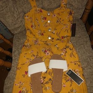 Dress / Sandals/pearl earring set